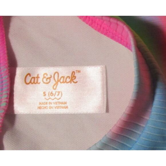 Cat & Jack Girl's Cropped Top Pastel Rainbow Long Sleeves Ribbed Size Small 6/7 - Picture 4 of 4